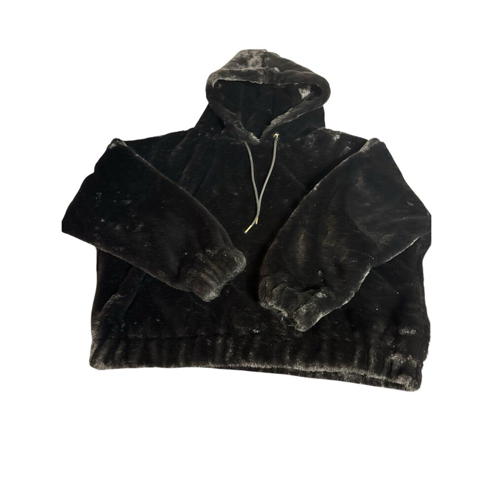 Faux Fur Hoodie Black Color Express